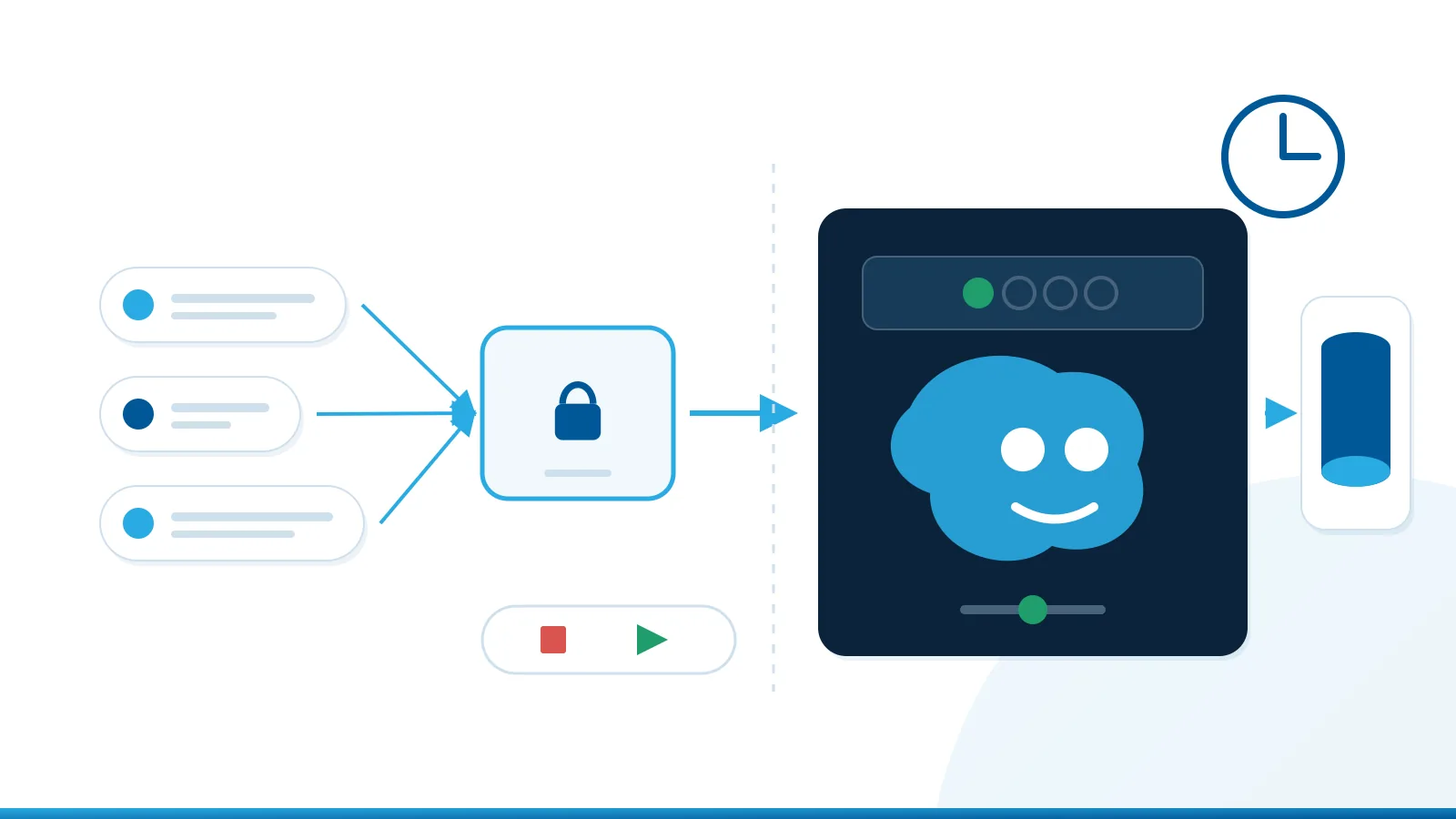 Singleton AI agent running continuously with a stable HTTPS endpoint and external storage