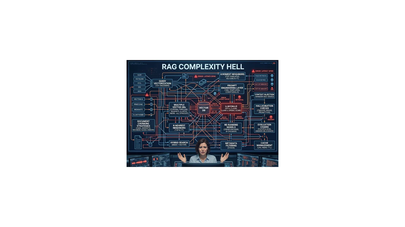 Diagram illustrating complexity in a RAG architecture